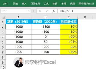 基期爲負數時的利潤增長率怎麼計算 有了這個excel公式輕鬆搞定 人人焦點